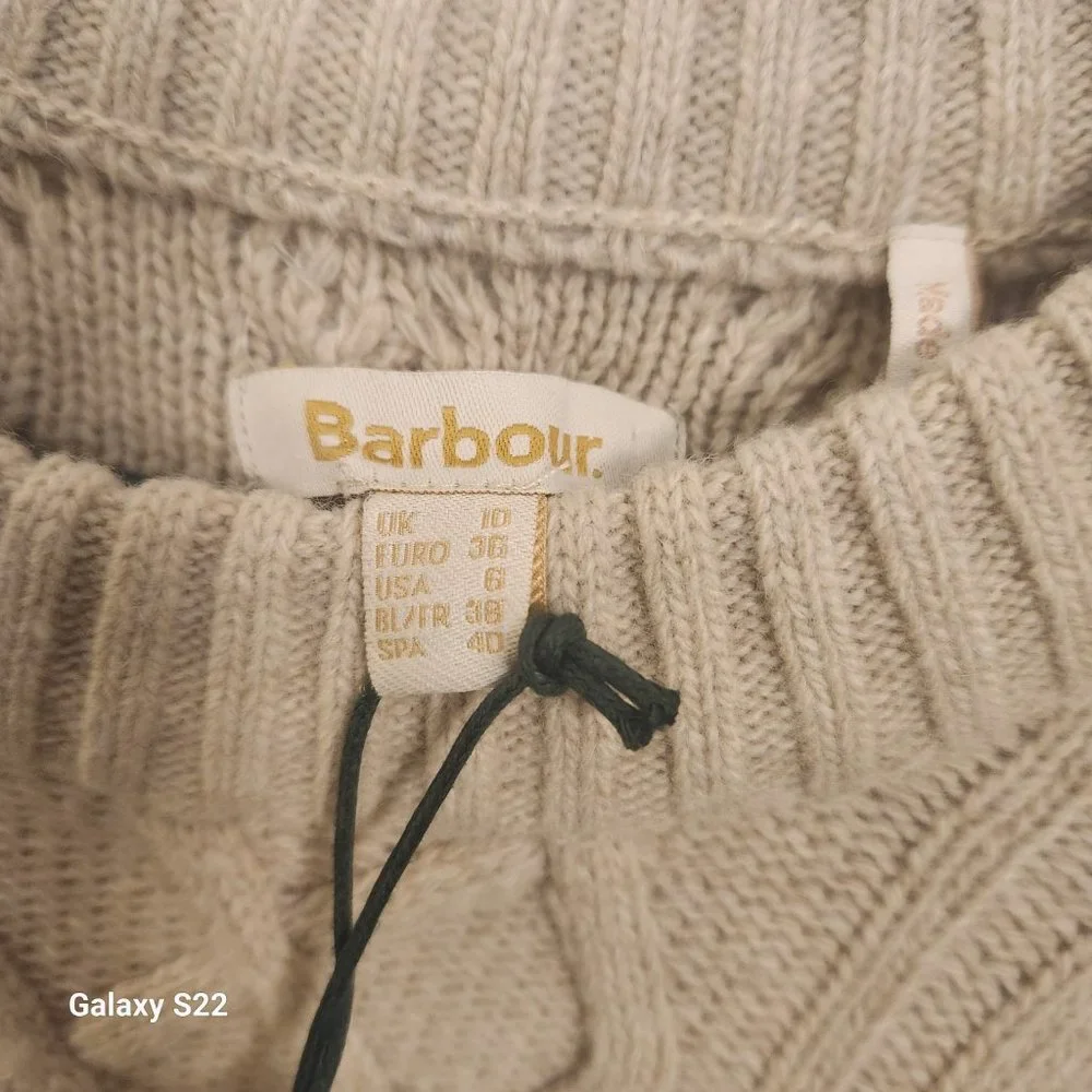 Barbour Daffodil Knit Crew Neck Sweater Oatmeal Cream Women's Size: 6 WORN 2x - Picture 5 of 9